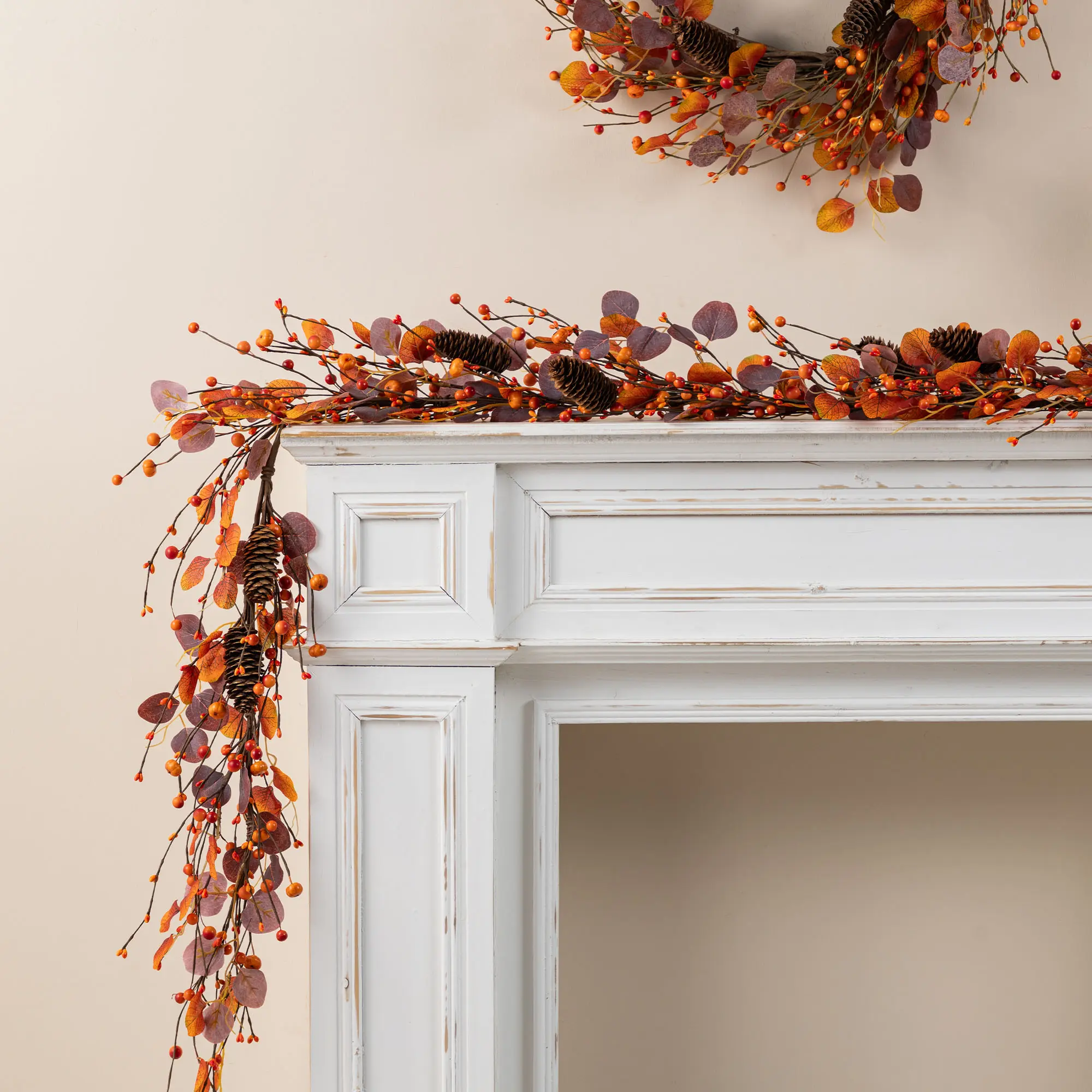 Glitzhome 72"L Fall Eucalyptus Berry Garland