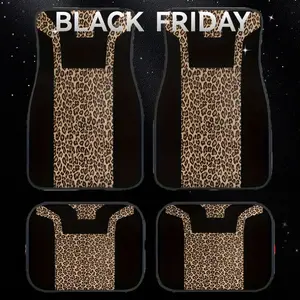 4pcs Leopard Print Rubber Car Mats - Universal Fit, Non-Slip, Easy to Clean - Comfortable and Durable for All Vehicle Models Floor Mats for Car