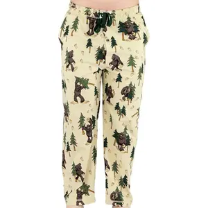 Men’s Bear & Bigfoot Pajama Pants, Men’s Separate Bottoms, Lounge Pants, Funny, Humorous