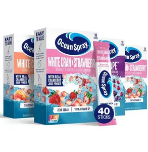 Ocean Spray Variety Pack Zero Sugar Powder Drink Mix Packets with Real Cranberry Juice Powder, 100% Vitamin C, No Synthetic Dyes, Juicy Mixes (40ct)