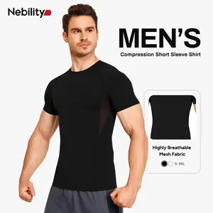 Men’s Short Sleeve Compression Shirt with Breathable Mesh Panels at Underarms and Back – Lightweight Stretch Athletic Performance T-Shirt for Gym, Training, Running and Daily Active Wear