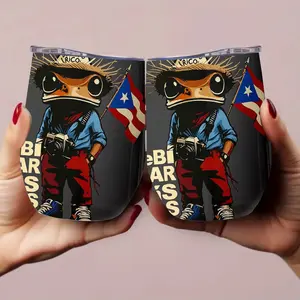 1 Piece Puerto Rico Frog Coffee Mug and Cup - Leak-Proof Travel Mug, Puerto Rico Flag Colors (Blue, Red, White), Heavy-Duty 12-Ounce Stainless Steel Cup, Suitable for Hot/Cold Drinks, Spill-Proof Lid - Ideal Gift for Puerto Rico Culture Enthusiasts, Home,