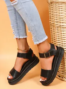 Women's Platform Wedge Sandals, Open Toe Ankle Strap Buckle Chunky Platform Sandals for Women, Comfortable Non-Slip Thick Sole Casual Summer Sandals for Beach, Walking, Daily Wear