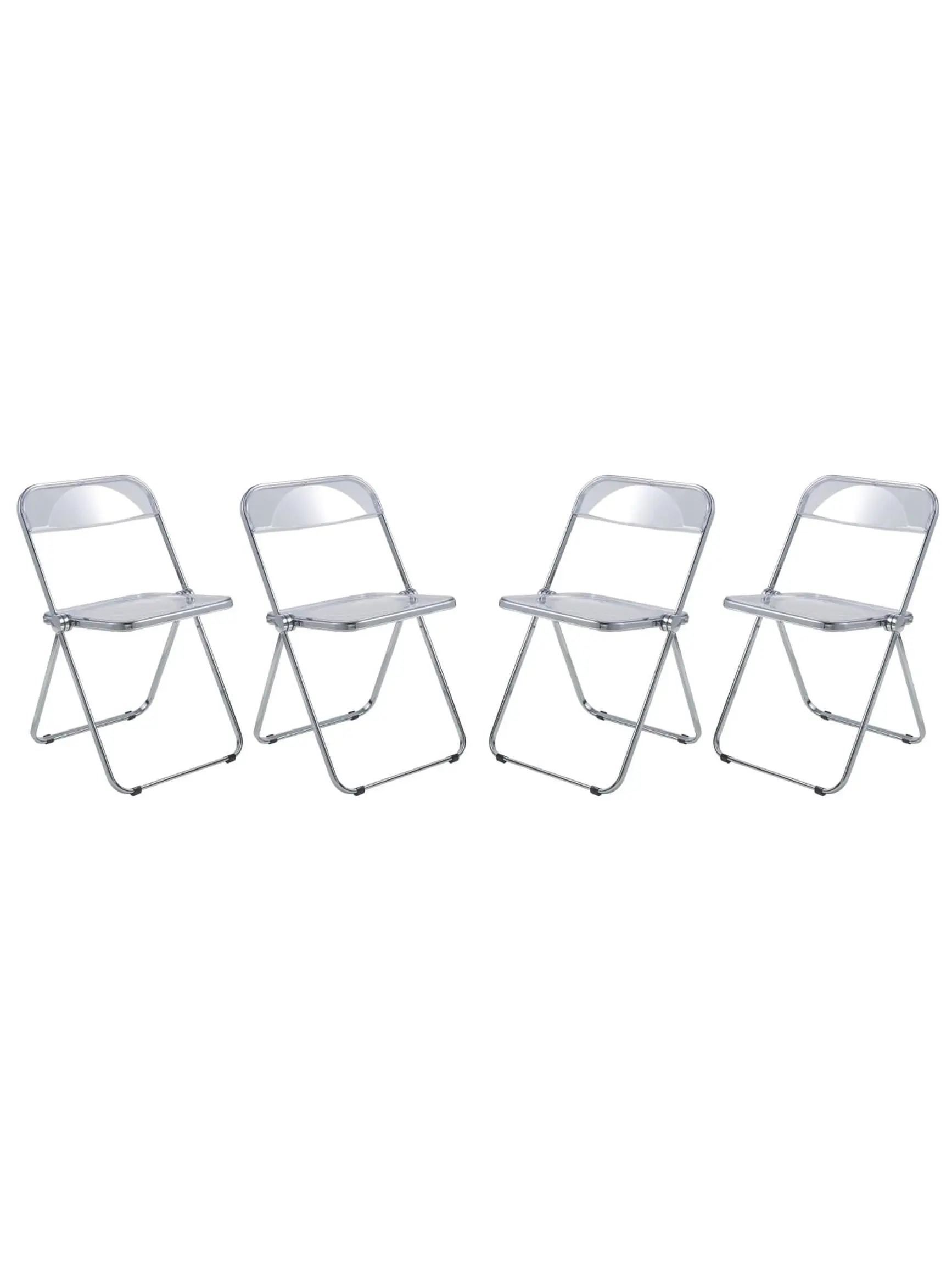 LeisureMod LF19CL4 Lawrence Acrylic Folding Chair with Metal Frame, Clear - Set of 4, Folding Chairs, Foldable