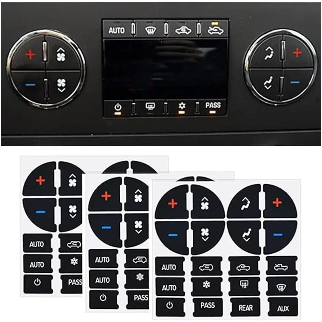 AC Dash Button Repair Decal Stickers, Repair for Ruined Faded A/C Control Buttons  Fixing Decal Replacement Compatible with Chevy, 07-14 GM  -   SUV Accessories