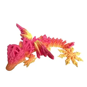 Baby Solar Winged Dragon - 14 Inches - Desktop or Fidget Toy - Fully Articulated Sun Themed Dragon - 3D Printed - Choose a Color!