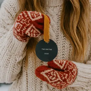 Personalized Slate Ornament – Custom Family Name Christmas Ornament 2025 | Rustic Holiday Keepsake | Engraved Black Slate Gift Tag