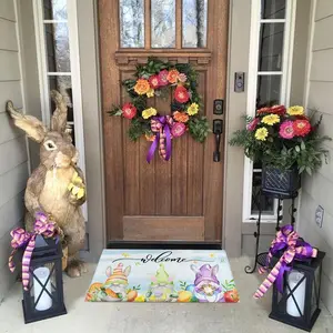 Easter doormats,Easter decorative floor mats,Garden-style welcome carpet,Easter gnome egg welcome doormats,Happy Easter Outdoor Mat,Universal indoor and outdoor entrance carpet,Soft, comfortable, and washable, suitable for doorways, entryways, bathrooms