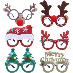 qqc   X-SGL01  6pcs Merry Christmas Glasses Frames, Xmas Costume Eyeglasses without Lenses for Kids Christmas Party Favor Supplies