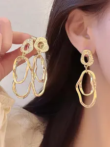 Irregular Geometric Design Hoop Shape Earrings, High Quality Earrings, Fashionable Jewelry for Women, Daily Clothing Decor, Trendy All-match & Exquisite Jewelry for Birthday Gift, Trendy Fashionable Accessories