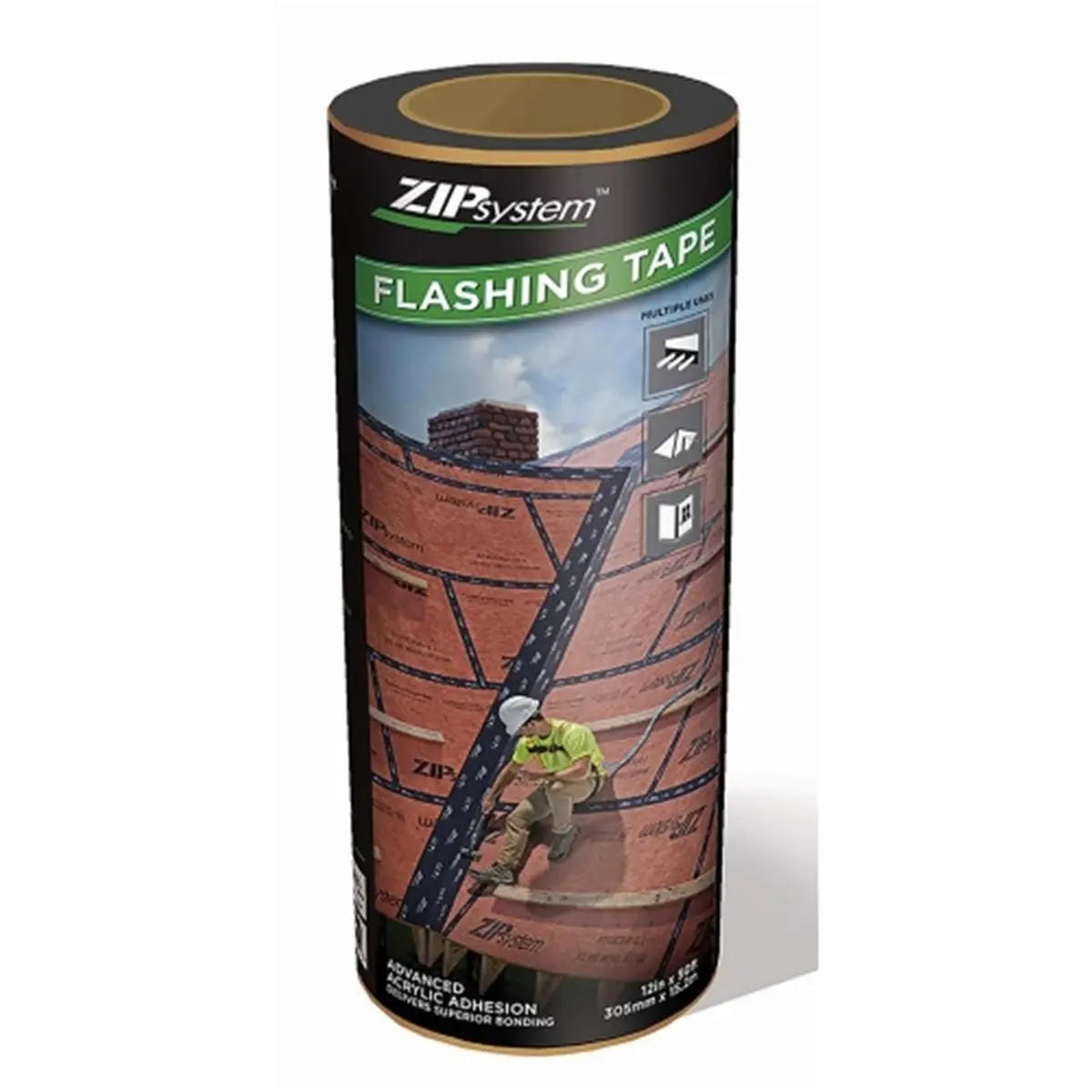 Huber Engineered Woods Zip System Linered Flashing Adhesive Acrylic Tape, 12 in. x 50 ft. for Roof Sealing