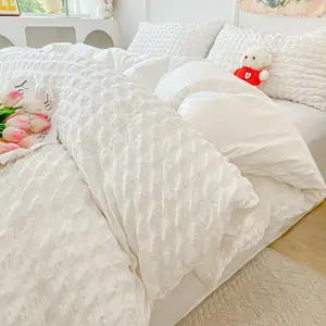 3pcs Bubble Mesh Bedding Set, Includes 1 Lace Duvet Cover and 2 Pillowcases, Zipper Design, Soft Fabric, All Seasons