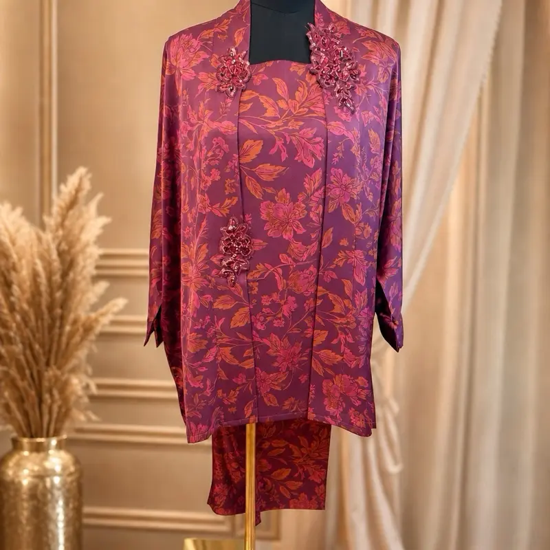 Modern Silk Printed Cord Set Three Pieces for Women