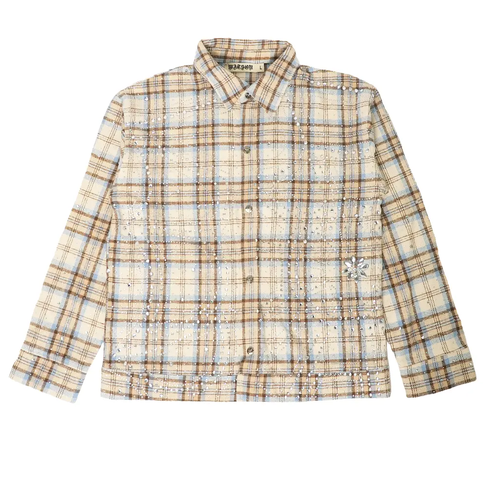 WATSON SPIDER WEB CRYSTAL ICE BLUE DIP DYE FLANNEL SHIRT