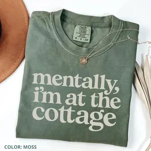 Comfort Colors Mentally I'm At the Cottage, Bookish Hockey Romance Boxy Crop Top, Heated Rivalry Reader Tee, BookTok Aesthetic Shirt, Cozy Romance Reader Gift Gift For Her, Cotton Fabric - TrendWear
