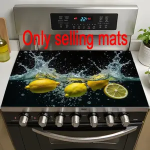 Waterproof Lemon Pattern Rubber Stove Protector, Heat Resistant, Non-Slip, Absorbent, Easy Clean, Oven Pad, Refrigerator Pad, Kitchen Counter Cover, Kitchenware