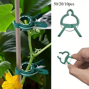 50/20/10pcs Adjustable Plant Clips - Reusable Garden Support For Flowers, Vines, Vegetables & Tomatoes - Durable Plastic, Essential Gardening Tools