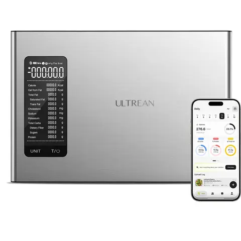 Ultrean AI Smart Digital Food Scale - Stainless-Steel Kitchen Gadget, App-Connected Diet Management Aid, Accurate Calorie Tracking, 1-Touch Scan, Comprehensive Nutrient Data, Fitness & Healthy Lifestyle Tool, Sleek Compact Kitchen Accessory