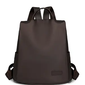 Women's Plain Anti-Theft Backpack, Geometric Patchwork Design, Large Capacity Waterproof, Fashionable Versatile Shoulder Bag, Water Resistant Backpack