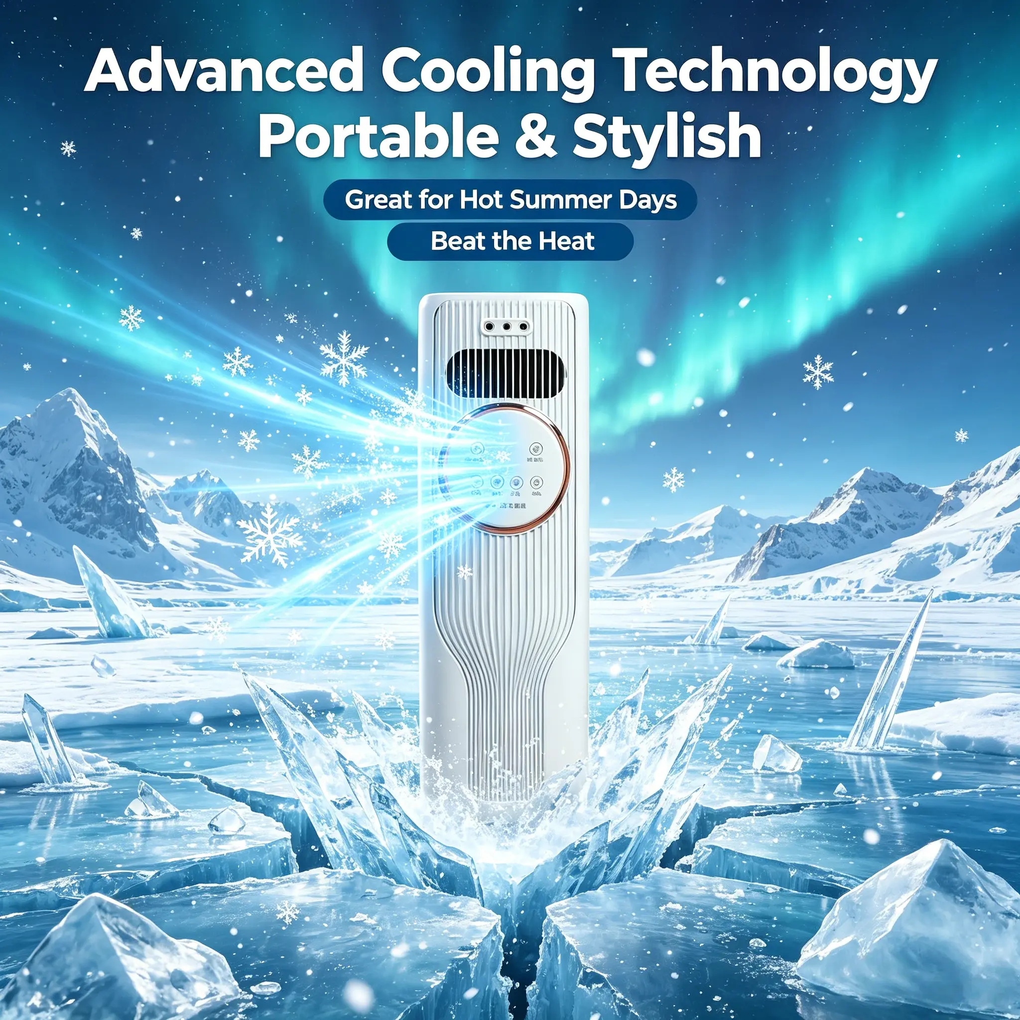 Fast Chill Ice Cooling Tower Fan Portable Personal Evaporative Cooler Quiet Small Air Cool Fan Adjustable Wind Speed Desktop Cooler for Bedroom Office Travel Backyard Summer Heat Beat