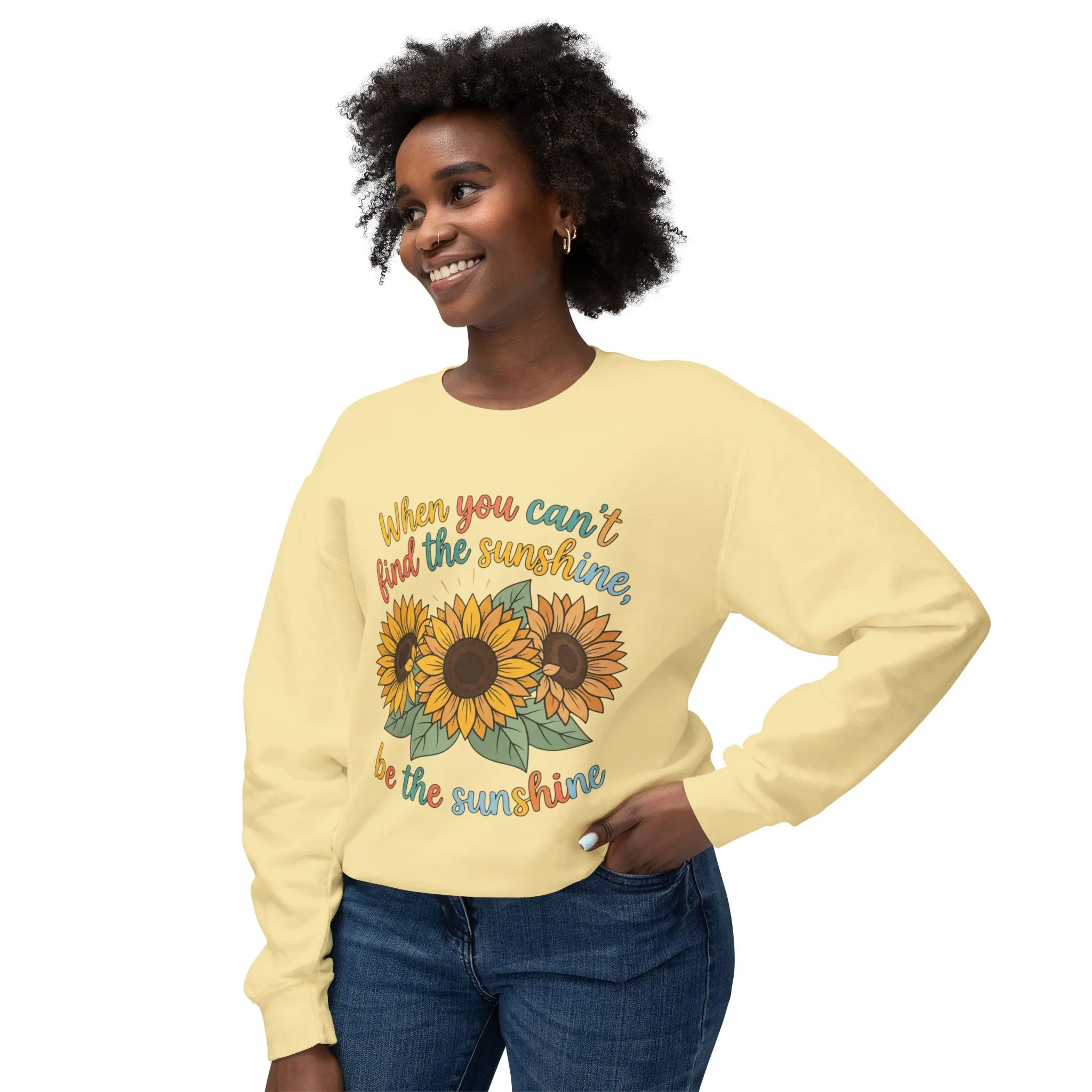 Sunflower "Be the Sunshine" Sweatshirt Cotton Pullover Apparel Breathable