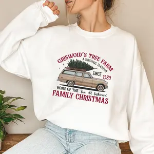 Christmas Griswold's Tree Farm Sweatshirt Women's Sweatshirt Casual Print Long Sleeve Round Neck Pullover for Daily Wear, Ladies Clothing Fall & Winter Fashion Unisex Sweatshirts