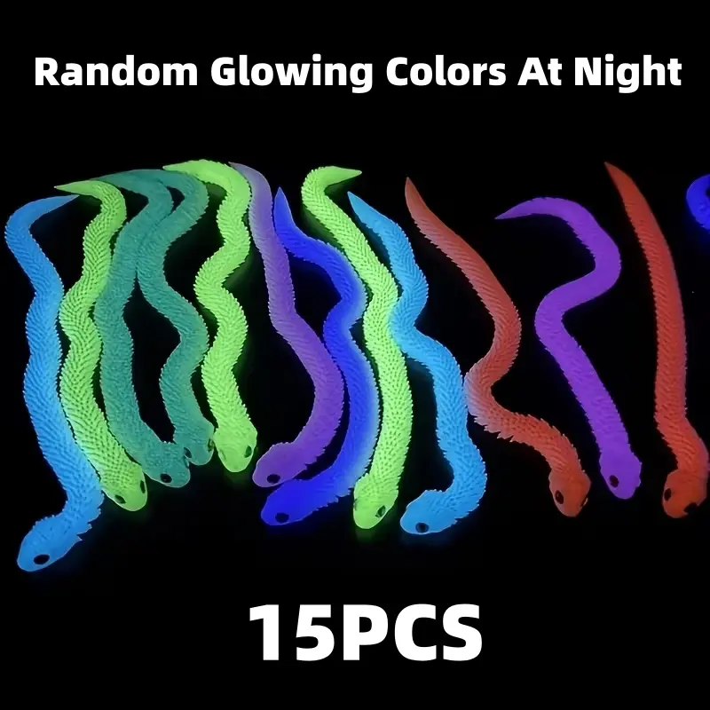15-Piece 3D Printed Glow-in-the-Dark Articulated Snake Statue Set, Random Colors, Halloween Figurine,Decorative Spooky Pocket Gift Collectible, Christmas Gift Idea,Unique Halloween Decoration,Oddity Art,Room Decor,Home Decor,Unique Collectible, Back To Sc