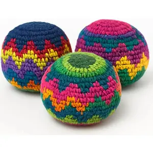(New)6PCS Hacky Sack Footbag Set Handmade Crochet Hacky Kick Sack Balls Knitted Kick Balls for Kids & Adults, Handmade Toss Bags for Playground, Parties & Travel (Random colors)