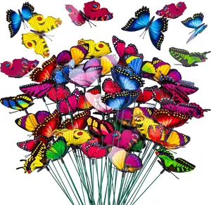 50 count Butterfly Garden Decorations, 11.8 inch Butterfly Stakes Ornaments Artificial  Butterflies for Flower Bouquet Outdoor Indoor Yard Art Patio  Pot Flower Bed Home Decor