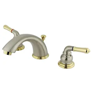Kingston Brass  Water Saving Magellan Widespread Lavatory Faucet, Satin Nickel & Polished Brass