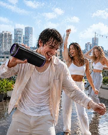 OMUCA Magnetic Split Bluetooth Speaker, 2-in-1 Portable Stereo Speaker, True Wireless Stereo Sound, Deep Bass, RGB Lights, IPX6 Waterproof, 20H Playtime Audio Compact