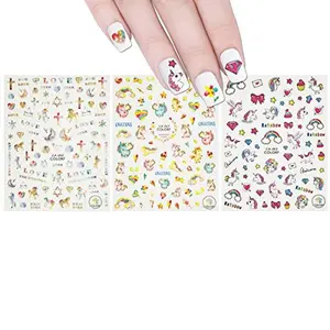 Wrapables 3 Sheets Dreamy Unicorns Nail Stickers Nail Art