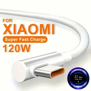 120w Fast Charging Data Cable for Xiaomi Huawei Gaming Type-C Charger, Bendable USB C Wire for Mobile Phones & Tablets