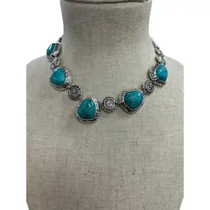 Silver and Turquoise Stone Choker Necklace