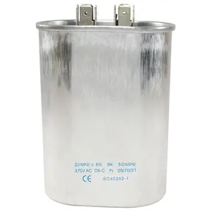 Appli Parts Run Capacitor for ac 20 Mfd uF (microfarads) 370VAC CBB65 Oval Universal fit for hvac and other applications in 2-3/4 in Wide 1-3/4 in Depth 4-1/4 in Height CON-20-370