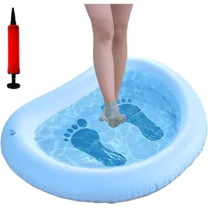 Inflatable Beach Foot Bath,Pool Stuff,Beach Foot Wash,Inflatable Pool Foot Bath Basin, Swimming Pool Clean Feet, Home Spa Treatment,Foot Soaking Bath Basin for Pool Entry Ladder (Blue)