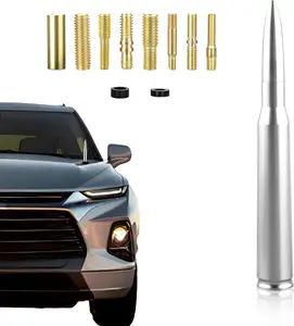 50 Cal Stubby Bullet Antenna Mast Power Radio AM/FM Replacement Universal for Ford F150 F250 F350 RAM 1500 2500 GMC Denali Pick-up Upgrade Signal Models