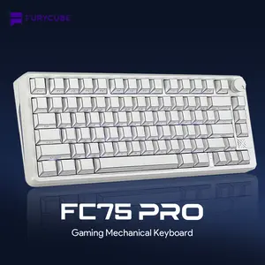 FURYCUBE FC75 Pro Mechanical Creamy Keyboard Wireless with Knob RGB Backlit Tri-mode 2.4G USB-C Bluetooth Hot Swappable Gasket Structure in 75% Layout, Gaming/Office Keyboard for PC/MAC/LINUX, White&Green, Gift, Dealsforyou