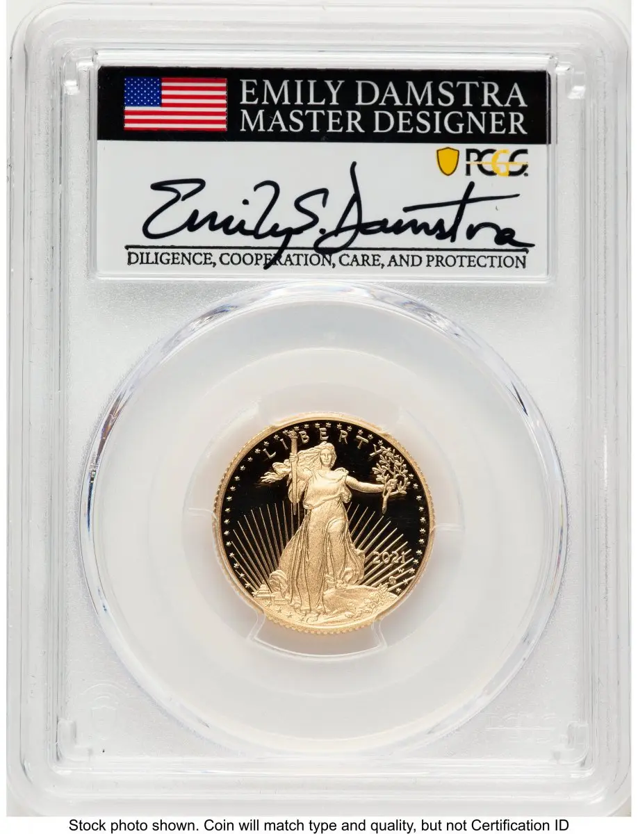 Modern Bullion Coins (2021-W Type 2 Proof Gold Eagle 1/4 oz AR Emily Damstra)