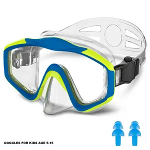 Kids Swim Goggles with Nose Waterproof Design, Wide View Swimming Goggles for Child 3-15,  Anti Fog&UV No Leaking Goggles for Boys Girls