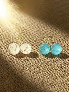 Unique Cracked Turquoise Earrings Set, & Blue Color, Elegant Style, Perfect for Parties & Daily Wear, Fashion Jewelry