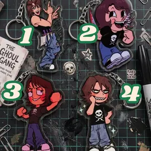 EverymanHYBRID Punk Acrylic Keychain, EMH Horror ARG Character Charm, Emo Goth Scene Aesthetic Keyring for Alternative Horror Fans