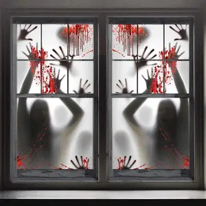 2 count Halloween Haunted House Decorrelation: Zombie Hands, Skeleton Door/Window Covers, Indoor/Outdoor