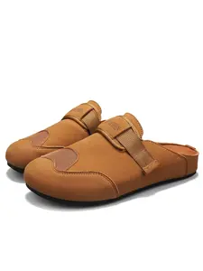 Black white fur edge casual men 's cloth shoes with thick soles high-topped lazy half slippers
