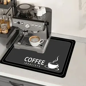 Coffee Theme Kitchen Mat, 1 Count Non-slip Kitchen Placemat, Kitchen Decorative Placemat, Absorbent Coffee Machine Mat, Kitchen Decor Accessories, Housewarming Gift