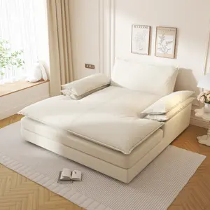 Modern Oversized Double Chaise Lounge Chair,Deep Seat Upholstered Reading Chair with Detachable Design,Chenille Lazy Sofa w/ Large Pillows & Wide Armrests,Suitable for Living Rooms, Apartments