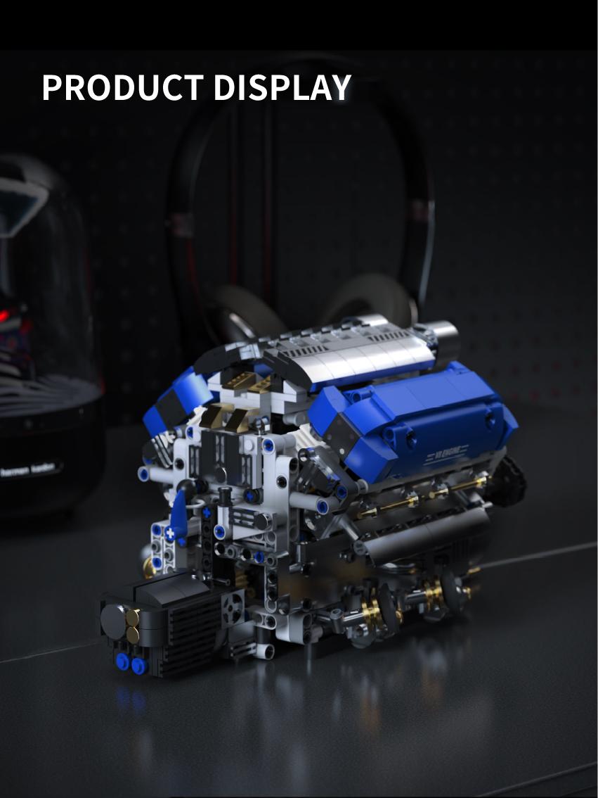 V8 Engine Model Kit That Runs, Motorized Visible Engine Building Set, Mechanical Chain & Cylinder Linkage Structure, STEM Learning Construction Toy, Holiday Birthday Gift for Car Enthusiasts & Adults