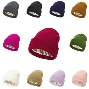 Satin Lined Beanie for Women - Slouchy Winter Hat for Curly Hair & Hair Protection - Soft Jersey Knit & Luxurious Satin Interior - Stylish & Comfortable Winter Accessory
