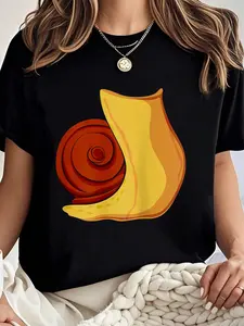 100% cotton Snail Costume T-Shirt for Halloween Snail Animal Cosplay Women Graphic T-Shirt Cotton Print short Sleeve Casual Top, Summer Tee Womens Tops