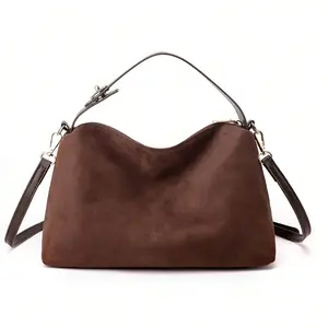 Slouchy Soft Suede Hobo Purse For Women,  Crescent Cloud Shoulder Bag, Versatile Leather Satchel With Top Handle And Crossbody Strap For Phone, Keys, Essentials, Ideal Daily Use Casual Handbag, Tote Bag For Women